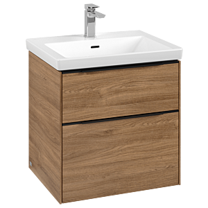 Villeroy and Boch Subway 3.0 vanity unit C578L1RH 57.2x57.6x47.8cm, with LED / handle Volcano black, kansas oak