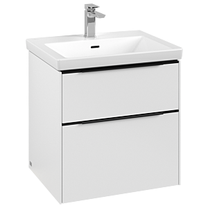 Villeroy und Boch Subway 3.0 Waschtisch-Unterschrank C578L1VF 57,2x57,6x47,8cm, mit LED/Griff Volcano black, pure white