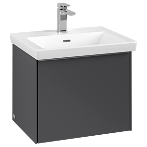 Villeroy und Boch Subway 3.0 Waschtisch-Unterschrank C57900VR 52,3x42,9x44,75cm, ohne LED/Griff Aluminium glänzend, graphite