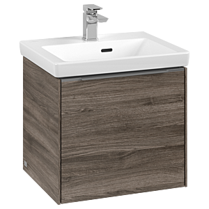 Villeroy und Boch Subway 3.0 Waschtisch-Unterschrank C580L0RK 47,3x42,9x40,75cm, mit LED/Griff Aluminium glänzend, stone oak