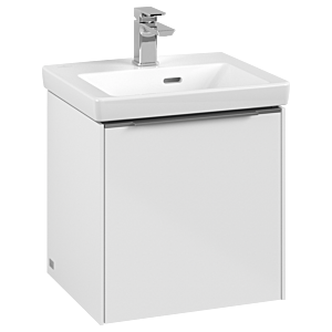 Villeroy und Boch Subway 3.0 Waschtisch-Unterschrank C58100VE 42,3x42,9x37,75cm, Schanier links/Griff Aluminium glänzend, brilliant white