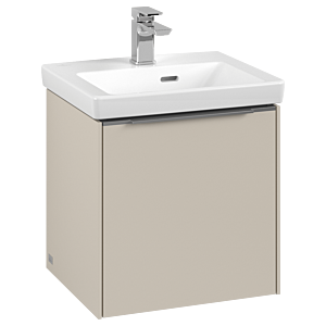 Villeroy und Boch Subway 3.0 Waschtisch-Unterschrank C58100VN 42,3x42,9x37,75cm, Schanier links/Griff Aluminium glänzend, cashmere grey