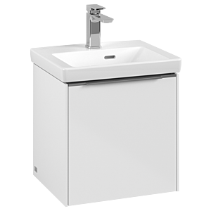 Villeroy und Boch Subway 3.0 Waschtisch-Unterschrank C58200VE 42,3x42,9x37,75cm, Schanier rechts/Griff Aluminium glänzend, brilliant white