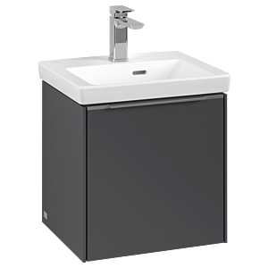 Villeroy und Boch Subway 3.0 Waschtisch-Unterschrank C58200VR 42,3x42,9x37,75cm, Schanier rechts/Griff Aluminium glänzend, graphite