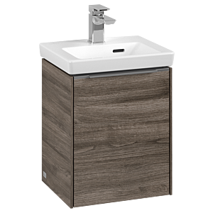 Villeroy und Boch Subway 3.0 Waschtisch-Unterschrank C58300RK 35,1x42,9x30,9cm, Schanier links/Griff Aluminium glänzend, stone oak