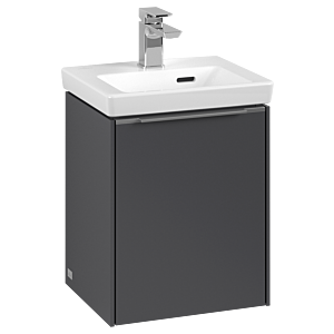Villeroy und Boch Subway 3.0 Waschtisch-Unterschrank C58300VR 35,1x42,9x30,9cm, Schanier links/Griff Aluminium glänzend, graphite