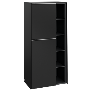 Villeroy und Boch Subway 3.0 Mittelschrank C59800VL 57,4x120x36,2cm, Schanier links/Griff Aluminium glänzend, volcano black