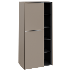 Villeroy und Boch Subway 3.0 Mittelschrank C59800VM 57,4x120x36,2cm, Schanier links/Griff Aluminium glänzend, taupe