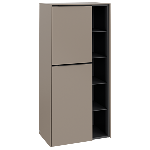 Villeroy und Boch Subway 3.0 Mittelschrank C59801VM 57,4x120x36,2cm, Schanier links/Griff Volcano black, taupe