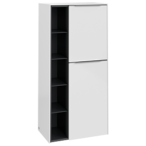 Villeroy et Boch Subway 3.0 armoire centrale C59900VE 57,4x120x36,2cm, charnière à droite / poignée aluminium brillant, blanc brillant