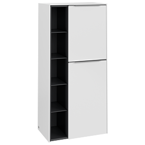 Villeroy et Boch Subway 3.0 meuble central C59900VF 57,4x120x36,2cm, charnière à droite / poignée aluminium brillant, blanc pur