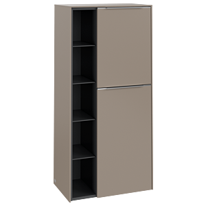 Villeroy und Boch Subway 3.0 Mittelschrank C59900VM 57,4x120x36,2cm, Schanier rechts/Griff Aluminium glänzend, taupe