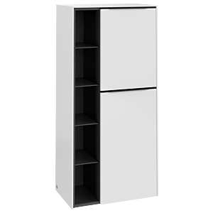 Villeroy et Boch Subway 3.0 meuble central C59901VE 57,4x120x36,2cm, charnière à droite / poignée Volcano black, brillant blanc