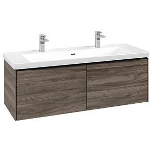 Villeroy and Boch Subway 3.0 vanity unit C601L1RK 127.2x42.9x47.8cm, with LED / handle Volcano black, stone oak