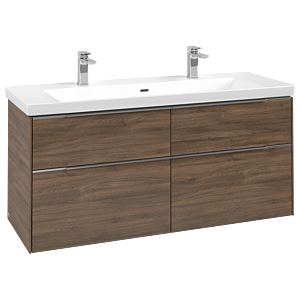 Villeroy und Boch Subway 3.0 Waschtisch-Unterschrank C60200VH 127,2x57,6x47,8cm, ohne LED/Griff Aluminium glänzend, arizona oak