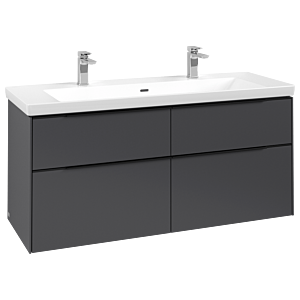 Villeroy and Boch Subway 3.0 vanity unit C60201VR 127.2x57.6x47.8cm, without LED / handle Volcano black, graphite