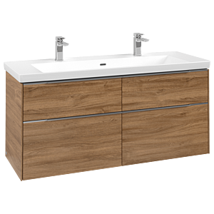 Villeroy und Boch Subway 3.0 Waschtisch-Unterschrank C602L0RH 127,2x57,6x47,8cm, mit LED/Griff Aluminium glänzend, kansas oak