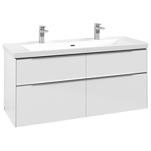 Villeroy und Boch Subway 3.0 Waschtisch-Unterschrank C602L0VE 127,2x57,6x47,8cm, mit LED/Griff Aluminium glänzend, brilliant white