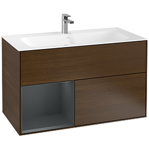 Villeroy et Boch Finion Villeroy et Boch F030HGGN 99,6x59,1x49,8cm, tablette gauche Midnight Blue Matt Lacquer , placage noyer