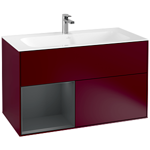 Villeroy und Boch Finion Waschtischunterschrank F030HGHB 99,6x59,1x49,8cm, Regal links Midnight Blue Matt Lacquer, Peony Matt