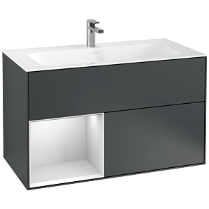 Villeroy et Boch Finion Villeroy et Boch F030MTHG 99,6x59,1x49,8cm, étagère gauche laqué blanc mat, Midnight Blue Matt Lacquer