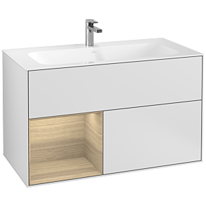 Villeroy und Boch Finion Waschtischunterschrank F030PCMT 99,6x59,1x49,8cm, Regal links Oak Veneer, White matt lacquer