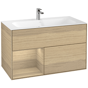 Villeroy und Boch Finion Waschtischunterschrank F030PCPC 99,6x59,1x49,8cm, Regal links Oak Veneer, Oak Veneer