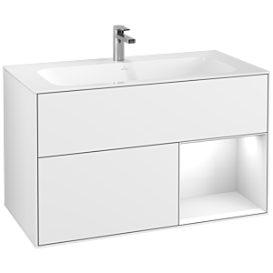 Villeroy und Boch Finion Waschtischunterschrank F040GFGF 99,6x59,1x49,8cm, Regal rechts Glossy white lacquer, Glossy white lacquer