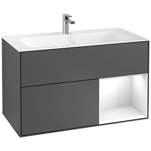 Villeroy et Boch Finion Villeroy et Boch F040GFGK 99,6x59,1x49,8cm, étagère à droite Laque blanc brillant, Anthracite mat