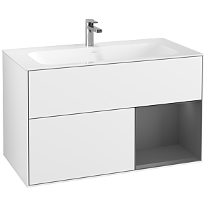 Villeroy et Boch Finion Villeroy et Boch F040GKGF 99,6x59,1x49,8cm, étagère droite Anthracite mat, Laque blanc brillant