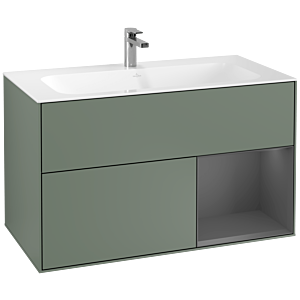 Villeroy et Boch Finion Villeroy et Boch F040GKGM 99,6x59,1x49,8cm, étagère droite anthracite mat, Olive Matt Lacquer