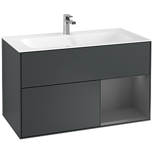 Villeroy et Boch Finion Villeroy et Boch F040GKHG 99,6x59,1x49,8cm, étagère à droite Anthracite mat, Midnight Blue Matt Lacquer