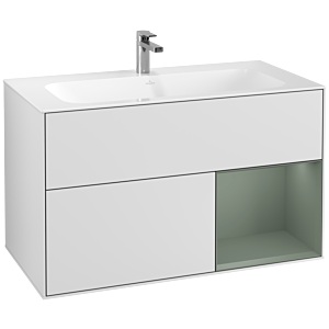 Villeroy et Boch Finion Villeroy et Boch F040GMMT 99,6x59,1x49,8cm, étagère à droite Olive Matt Lacquer , laqué blanc mat