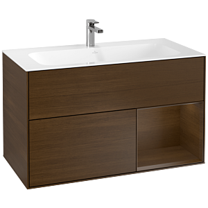 Villeroy und Boch Finion Waschtischunterschrank F040GNGN 99,6x59,1x49,8cm, Regal rechts Walnut veneer, Walnut veneer