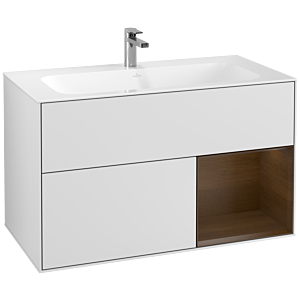 Villeroy und Boch Finion Waschtischunterschrank F040GNMT 99,6x59,1x49,8cm, Regal rechts Walnut veneer, White matt lacquer