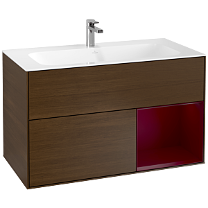 Villeroy und Boch Finion Waschtischunterschrank F040HBGN 99,6x59,1x49,8cm, Regal rechts Peony, Walnut veneer