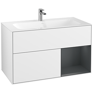 Villeroy et Boch Finion Villeroy et Boch F040HGGF 99,6x59,1x49,8cm, étagère à droite Midnight Blue Matt Lacquer , laqué blanc brillant