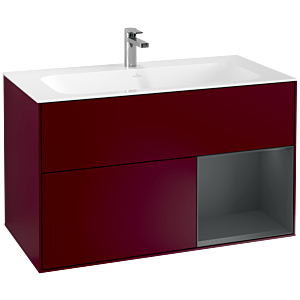 Villeroy und Boch Finion Waschtischunterschrank F040HGHB 99,6x59,1x49,8cm, Regal rechts Midnight Blue Matt Lacquer, Peony Matt