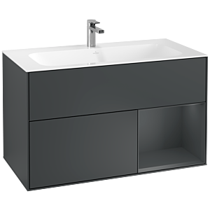 Villeroy und Boch Finion Waschtischunterschrank F040HGHG 99,6x59,1x49,8cm, Regal rechts Midnight Blue Matt Lacquer, Midnight Blue Matt Lacquer