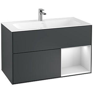 Villeroy et Boch Finion Villeroy et Boch F040MTHG 99,6x59,1x49,8cm, étagère à droite laqué blanc mat, Midnight Blue Matt Lacquer