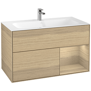 Villeroy und Boch Finion Waschtischunterschrank F040PCPC 99,6x59,1x49,8cm, Regal rechts Oak Veneer, Oak Veneer