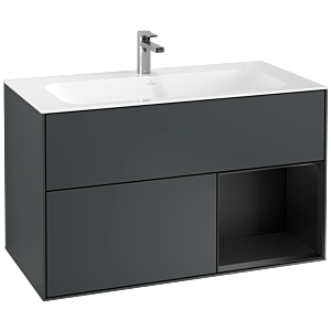 Villeroy und Boch Finion Waschtischunterschrank F040PDHG 99,6x59,1x49,8cm, Regal rechts Black matt lacquer, Midnight Blue Matt Lacquer