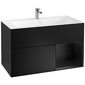 Villeroy et Boch Finion Villeroy et Boch F040PDPD 99,6x59,1x49,8cm, étagère à droite laqué noir mat, laqué noir mat