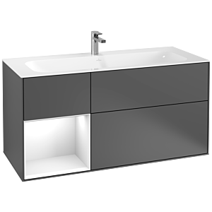 Villeroy and Boch Finion Villeroy and Boch Finion F060GFGK 119.6x59.1cm, shelf left glossy white lacquer, anthracite matt