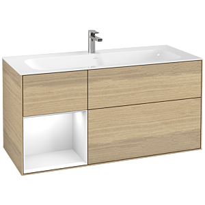 Villeroy and Boch Finion Villeroy and Boch Finion F060GFPC 119.6x59.1cm, shelf left Glossy white lacquer, Oak Veneer