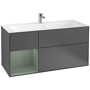 Villeroy und Boch Finion Waschtischunterschrank F060GMGK 119,6x59,1cm, Regal links Olive Matt Lacquer, Anthracite matt