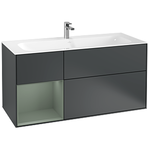 Villeroy und Boch Finion Waschtischunterschrank F060GMHG 119,6x59,1cm, Regal links Olive Matt Lacquer, Midnight Blue Matt Lacquer