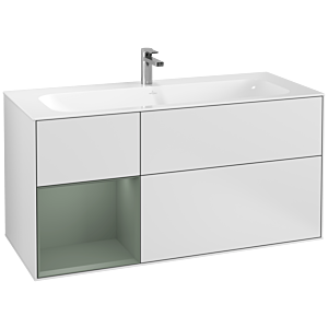 Villeroy et Boch Finion Villeroy et Boch F060GMMT 119,6x59,1cm, étagère gauche Olive Matt Lacquer , laqué blanc mat