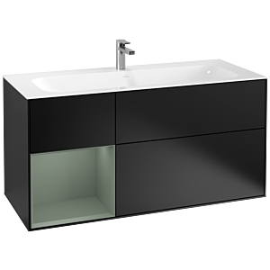 Villeroy und Boch Finion Waschtischunterschrank F060GMPD 119,6x59,1cm, Regal links Olive Matt Lacquer, Black matt lacquer