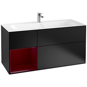 Villeroy und Boch Finion Waschtischunterschrank F060HBPD 119,6x59,1cm, Regal links Peony, Black matt lacquer